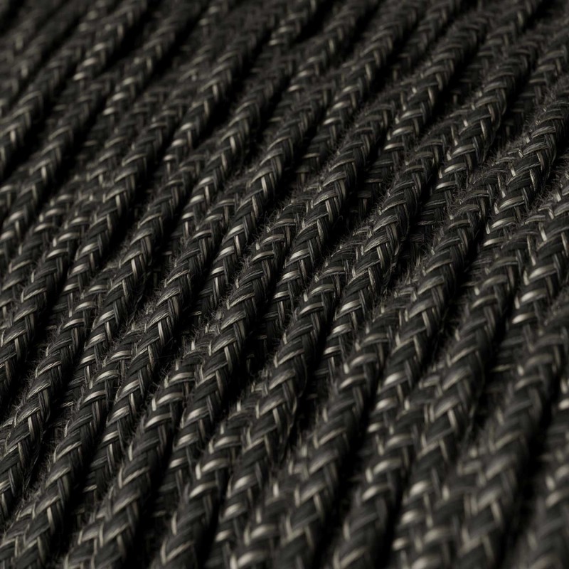 Câble décoratif textile tressé à mètres homologué lin anthracite