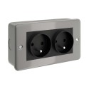 Boîte double prise française tubes flexibles Ø20 mm | Accessoires Lampes