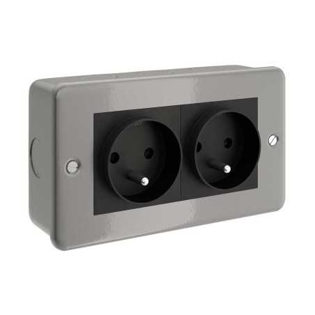 Boîte double prise française tubes flexibles Ø20 mm | Accessoires Lampes