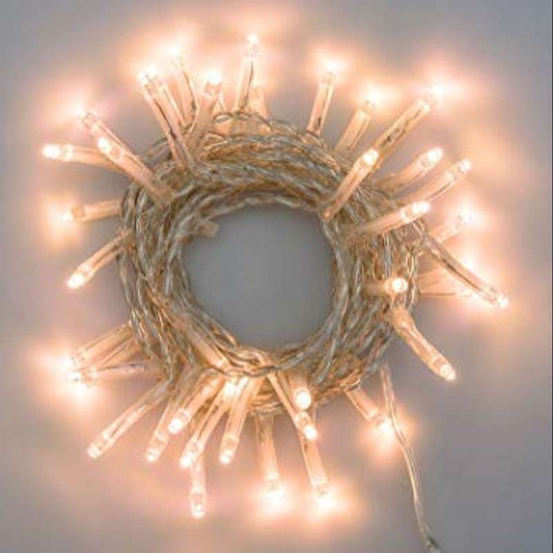 Guirlande lumineuse de 100 LED chaudes en cascade de 6,5 mètres, lumière fixe, câble transparent.