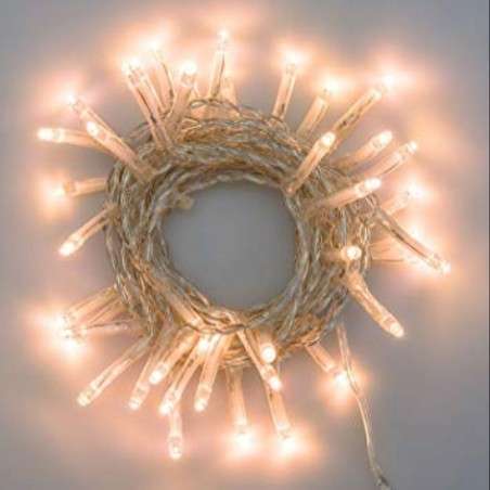 Guirlande lumineuse de 100 LED chaudes en cascade de 6,5 mètres, lumière fixe, câble transparent.