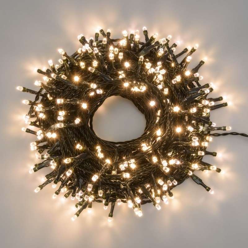 100 LED chaudes fixe connectable 6,5 mts câble vert