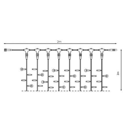 Rideau de 256 LED froid IP44 programmable, câble noir 200x200