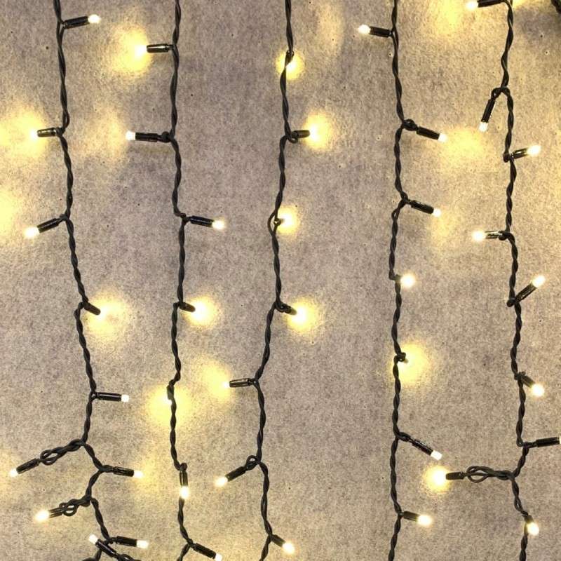 Rideau 1200 LED chaud IP65 câble noir 200x600 connectable