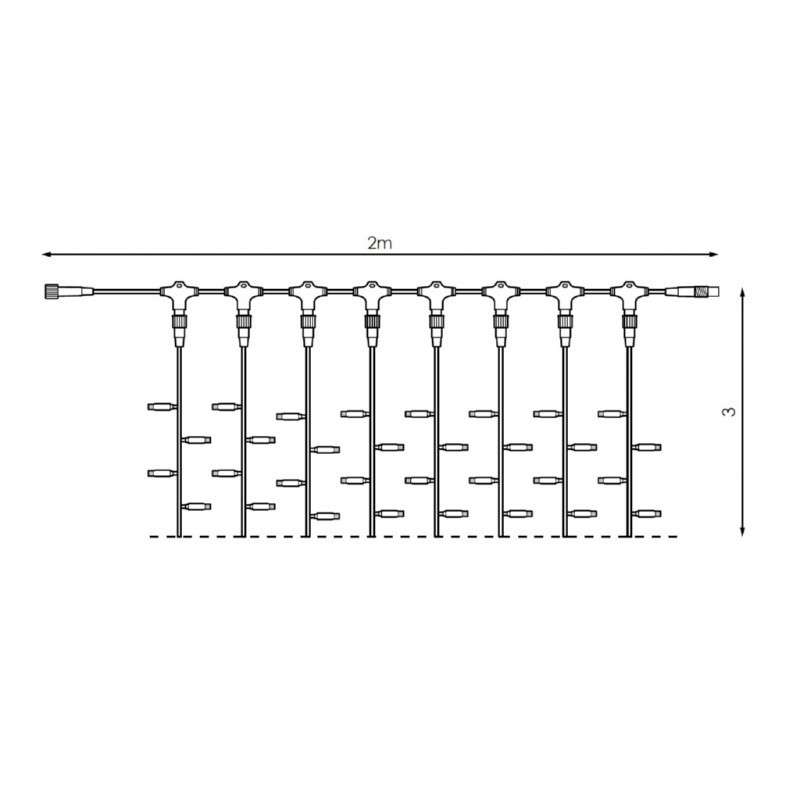Rideau de 925 LEDs chauds, câble transparent extensible 200x300