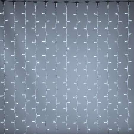 Rideau de 925 LEDs chauds, câble transparent extensible 200x300