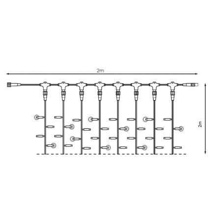 Rideau de 256 LED froid IP44 programmable, câble noir 200x200