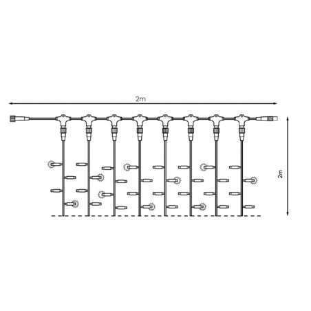 Rideau 500 LED bleues IP44 programmables, câble noir 200x200