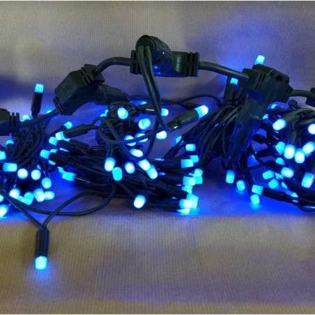 Rideau 500 LED bleues IP44 programmables, câble noir 200x200