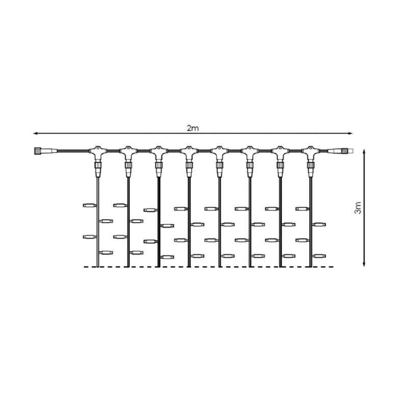 Rideau de 600 LED lumière froide IP65, extensible, câble blanc 200x300.