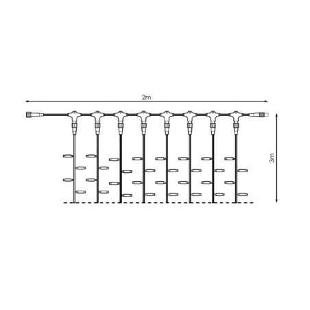 Rideau de 600 LED lumière froide IP65, extensible, câble blanc 200x300.