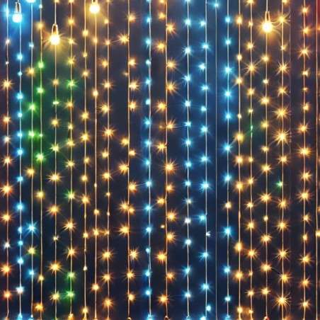 Rideau lumineux 600 LED RGB IP44 programmable 300x200 avec télécommande