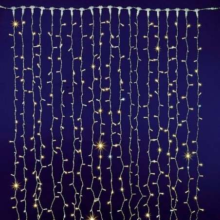 Rideau de 300 LED blanc froid IP65, extensible par câble, 200x150.
