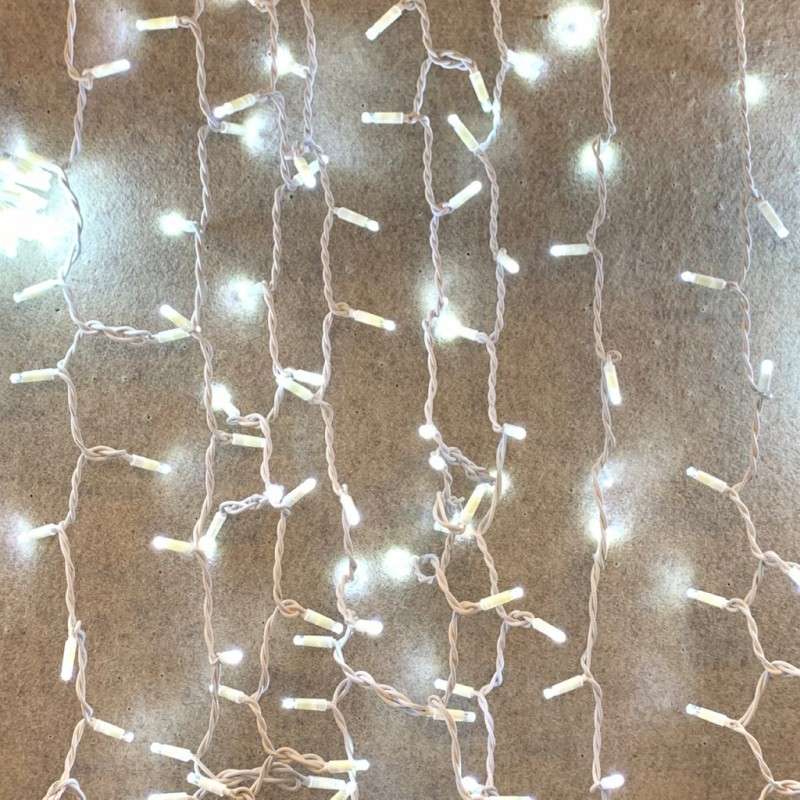 Rideau de 300 LED blanc froid IP65, extensible par câble, 200x150.