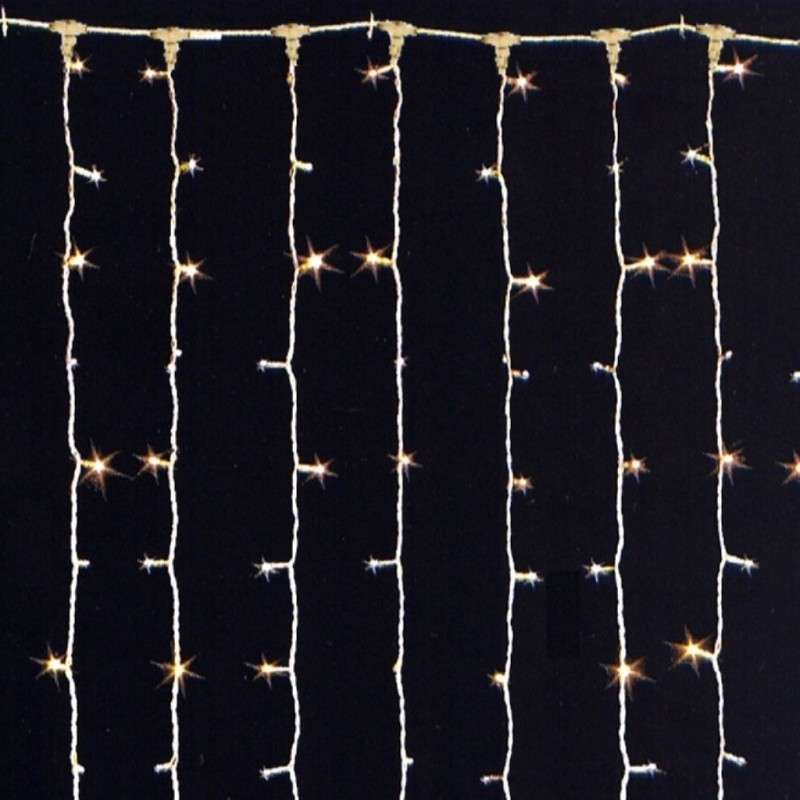 Rideau de 256 LED froids clignotants IP44 blanc froid 200x150