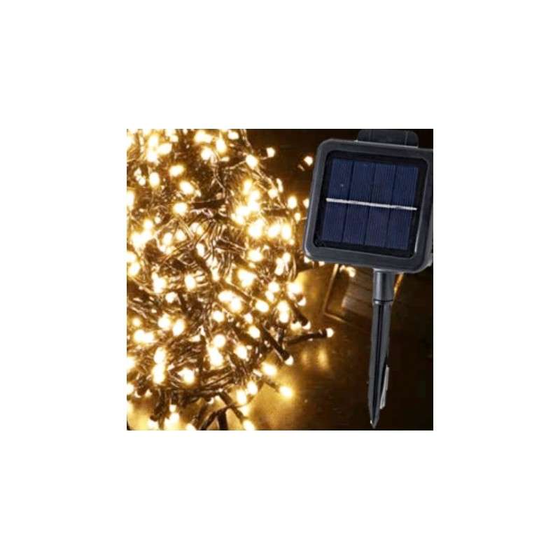 Guirlande solaire de 560 LED chauds, programmable, pour extérieur de 11 mètres.