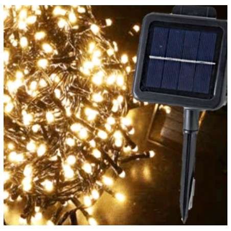 Guirlande solaire de 560 LED chauds, programmable, pour extérieur de 11 mètres.