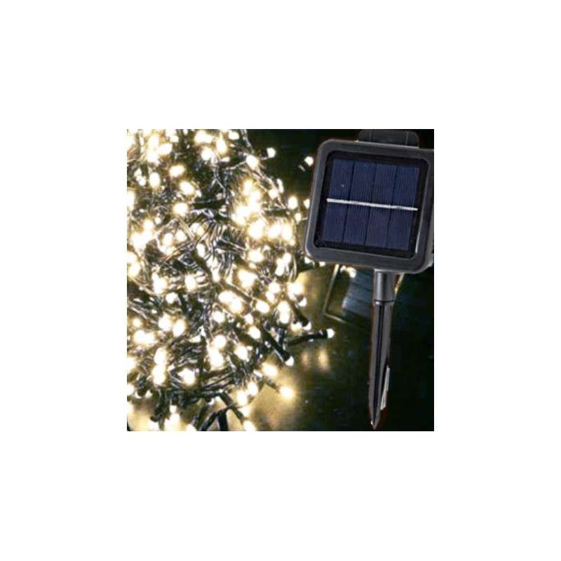 Guirlande solaire de 560 LED froids, programmable, 10 mètres, pour usage extérieur.
