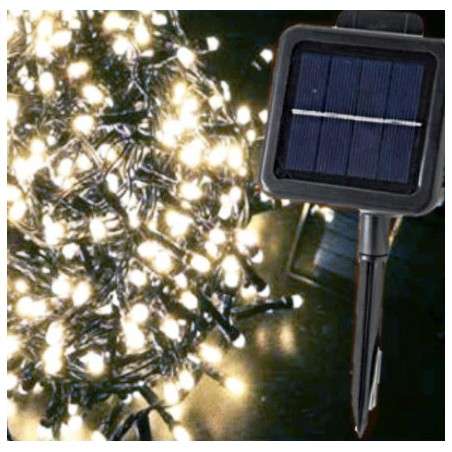 Guirlande solaire de 560 LED froids, programmable, 10 mètres, pour usage extérieur.