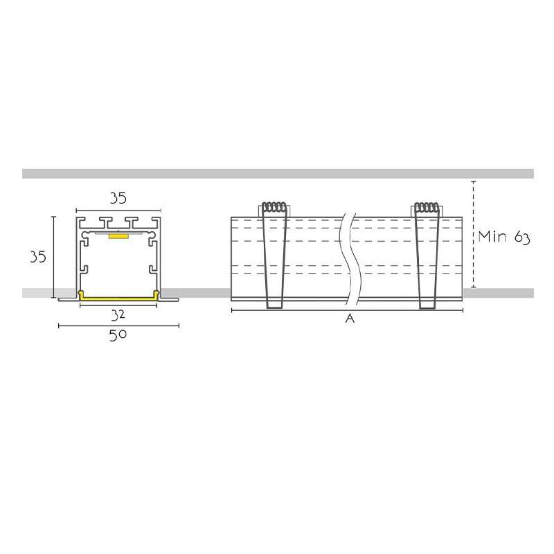 Module encastrable 50 mm largeur avec LED intégrée connectable