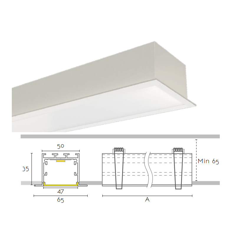 Module encastrable 65 mm largeur avec LED intégrée connectable