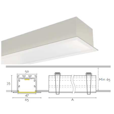 Module encastrable 65 mm largeur avec LED intégrée connectable