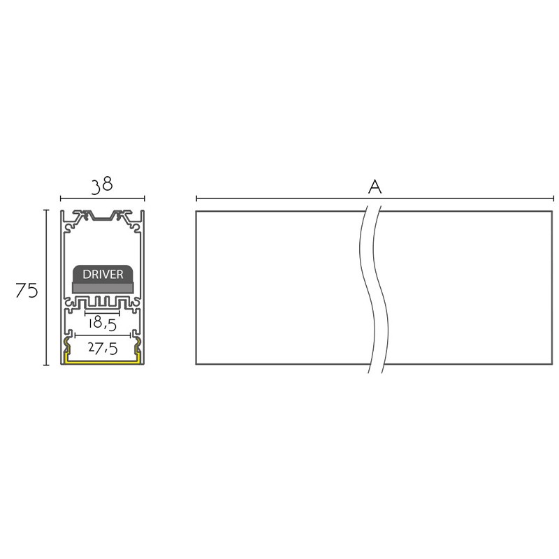 Module surface 38mm largeur avec LED intégrée connectable