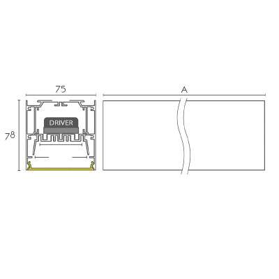 Module surface 75mm largeur avec LED intégrée connectable