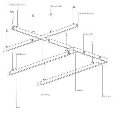 Module LED de surface en forme de croix, 38 mm de large et interconnectable.