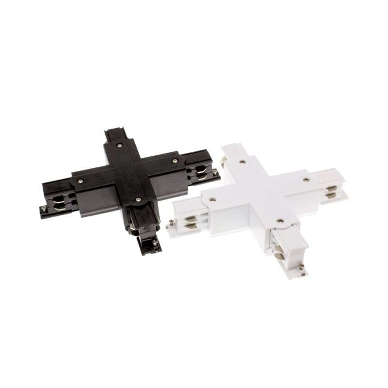 Connecteur en forme de X pour relier des rails triphasés