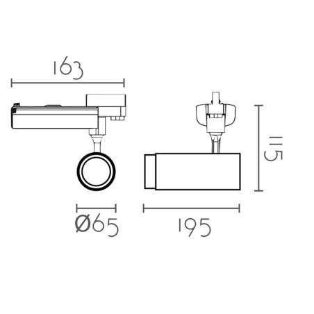 Projecteur LED triphasé 20W 1800lm 3000K avec zoom