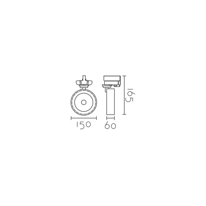 Projecteur LED triphasé 20W 3500lm, température de couleur de 3000K.