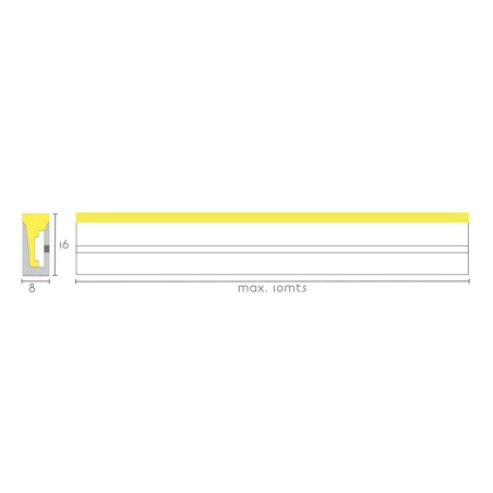 Rouleau de 10 mètres de néon LED 24V, ouverture de 120º, 12W/mètre, réglable, IP67.