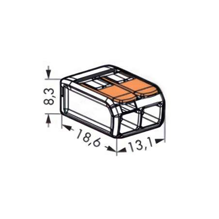 Bornier de connexion transparent pour deux pôles, norme EN 60998.