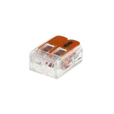Bornier de connexion transparent pour deux pôles, norme EN 60998.