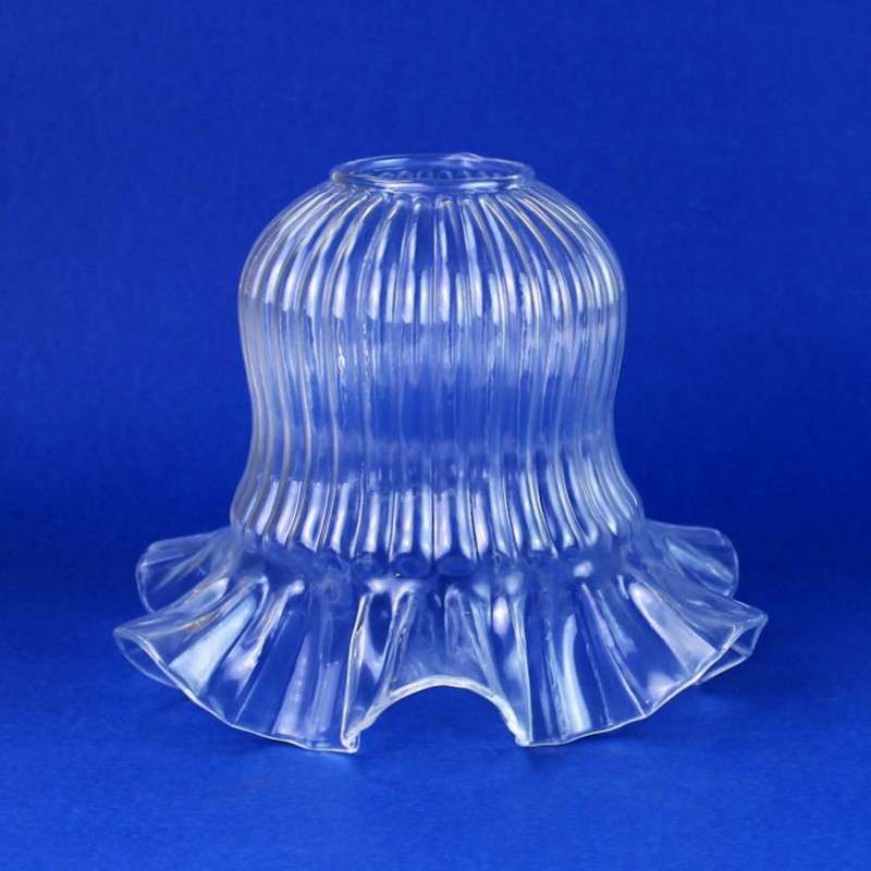 Tulipe ondulée en verre transparent 175mm de hauteur x 100mm de diamètre