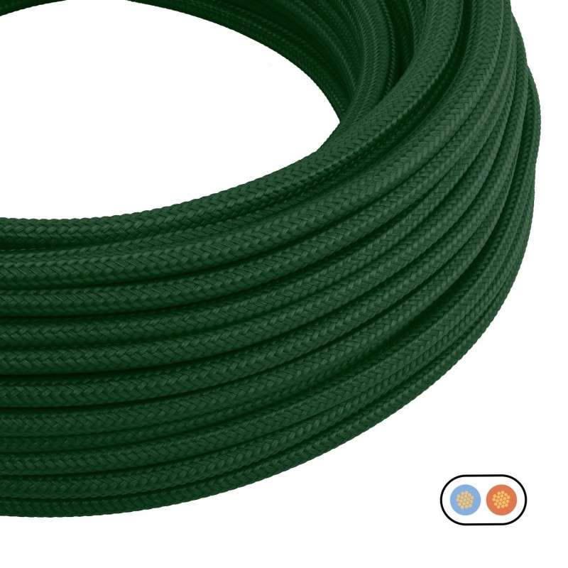 Câble décoratif textile plat au mètre homologué couleur verte