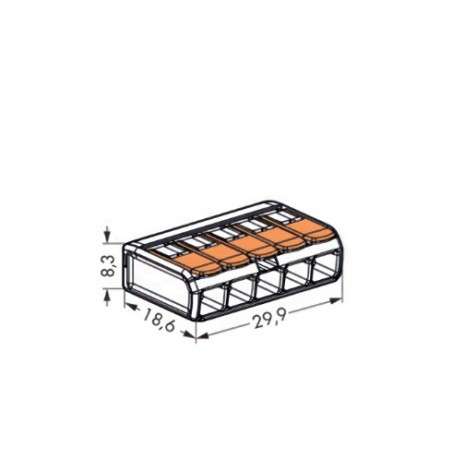 Bornier de connexion transparent à cinq pôles pour lampes