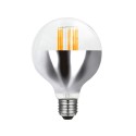Ampoule LED 95mm 6W E27 dôme inversé couleur chromée et