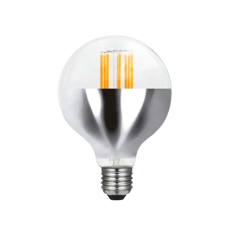Ampoule LED 95mm 6W E27 dôme inversé couleur chromée et dimmable