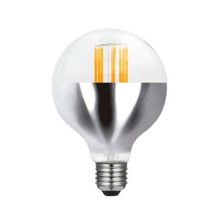 Ampoule LED 95mm 6W E27 dôme inversé couleur chromée et