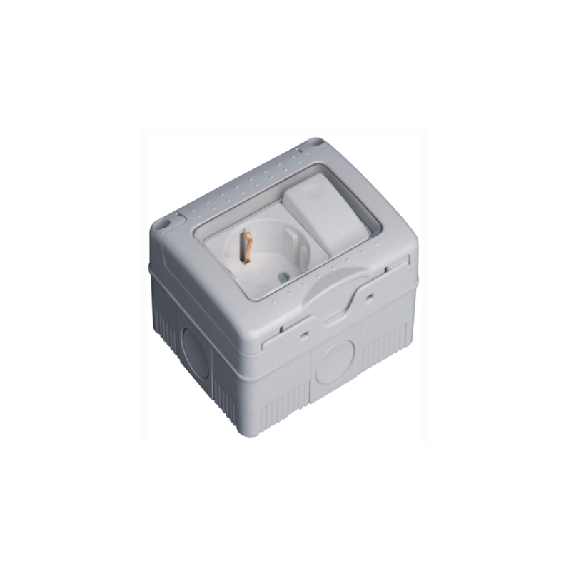 Prise étanche IP55 de type Schuko avec interrupteur