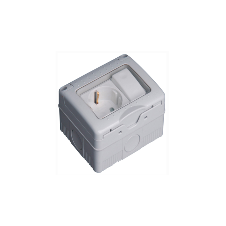 Prise étanche IP55 de type Schuko avec interrupteur