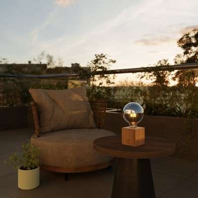Base de lampe rechargeable en bois sans fil de forme cubique