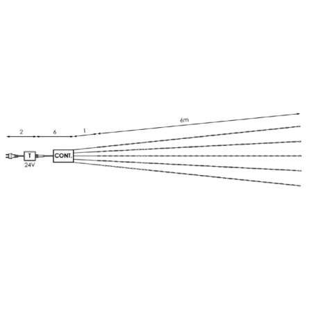 Cascade 960 LEDs fixes lumière bleue extérieure longueur 700 cm.