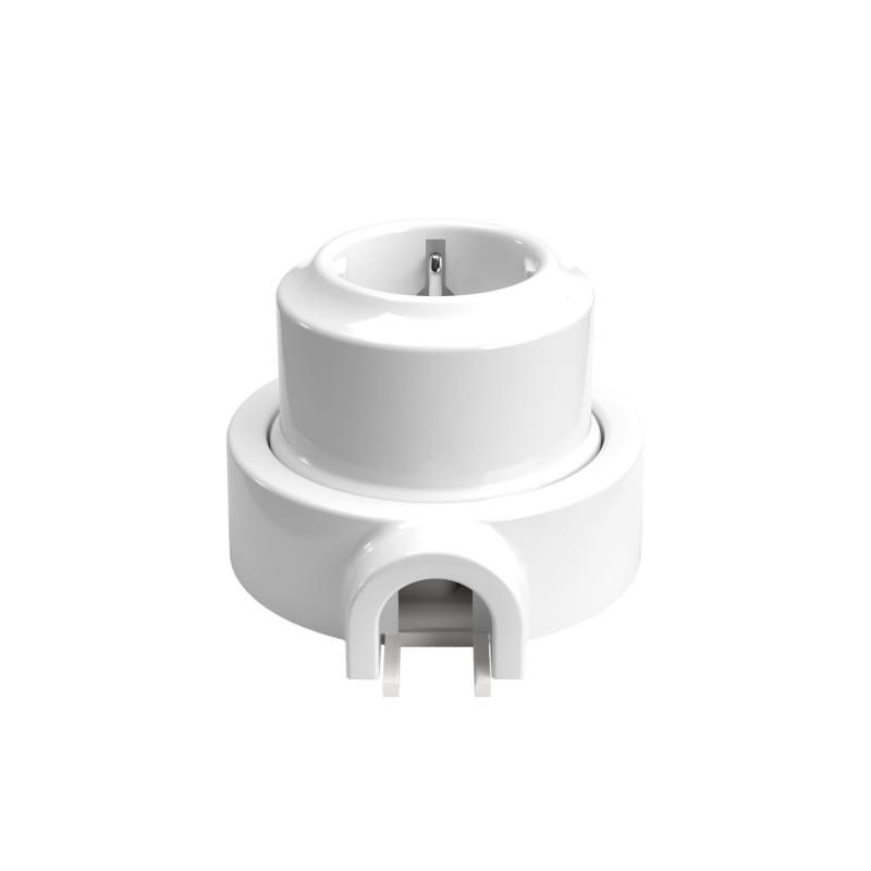 Kit prise Schuko en porcelaine pour tube décoratif 20 mm