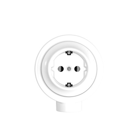 Kit prise Schuko en porcelaine pour tube décoratif 20 mm