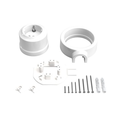 Kit prise Schuko porcelaine pour tube 20 mm | AccessoiresPourLampes