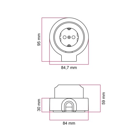 Kit prise Schuko en porcelaine pour tube décoratif 20 mm