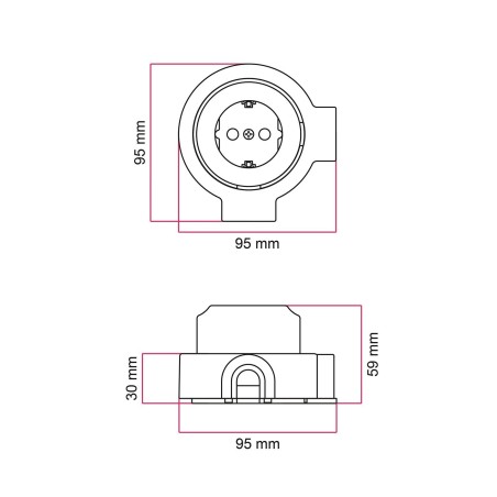 Kit prise Schuko en porcelaine pour tube décoratif 20 mm